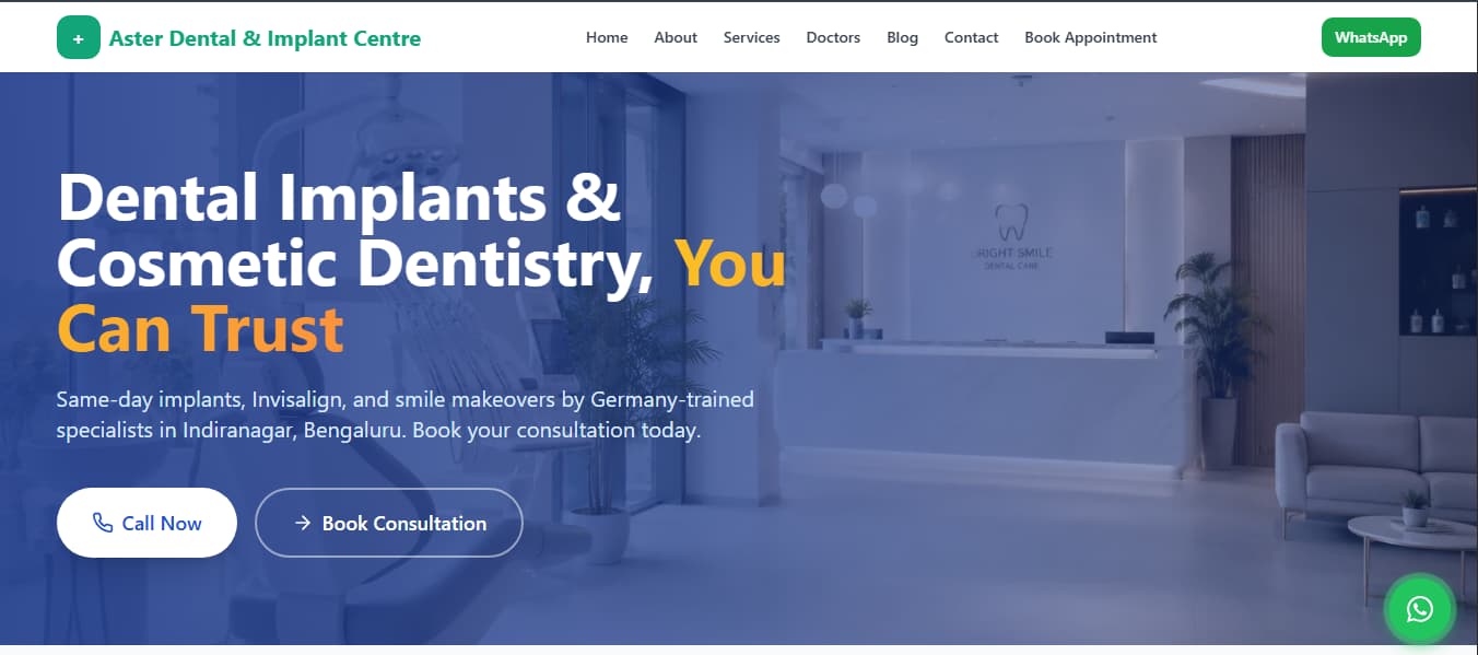 Aster Dental Implant Centre Website